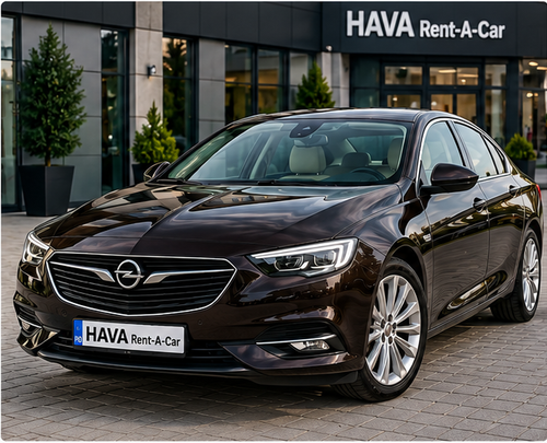 Opel Insignia B maro inchis vedere fata HAVA Rent-A-Car Oradea